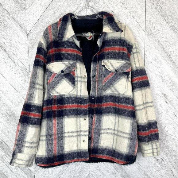 Vintage 70's Jacket Shacket Mens Size Medium Plaid Snap Front Retro Hipster - Picture 9 of 9